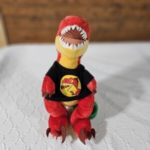 Build A Bear Red Dinosaur Plush Toy with Black T-Shirt